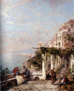 Die Amalfi Kuste The Amalfi Coast scenery Franz Richard Unterberger Oil Paintings